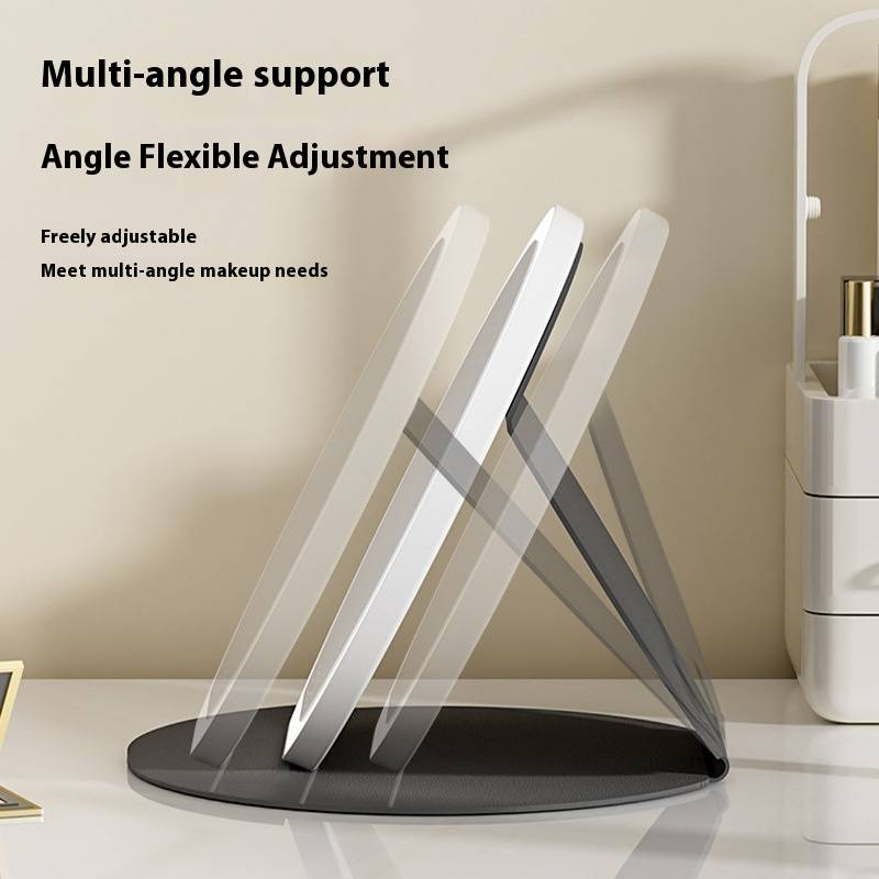 3-farbiger LED-Kosmetikspiegel mit Touch-Steuerung – faltbarer Schminkspiegel für Zuhause, Büro und unterwegs (Schwarz/Weiß/Pink, über USB wiederaufladbar, HD-Spiegel)_voghion.com