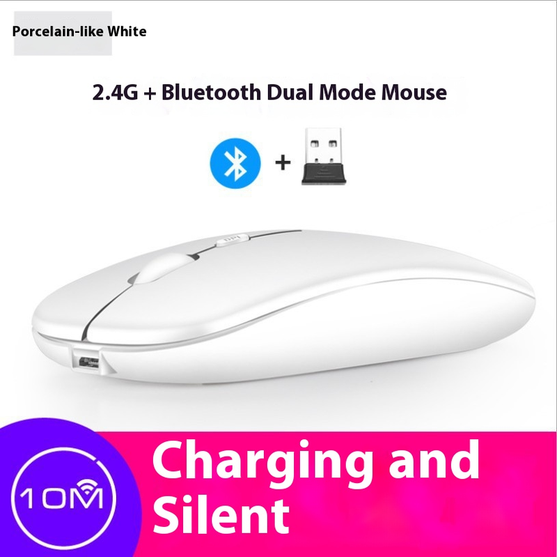 Rechargeable Silent Wireless Mouse – Bluetooth & 2.4G Dual-Mode, 1600DPI, Ergonomic Design For Laptop/PC_voghion.com
