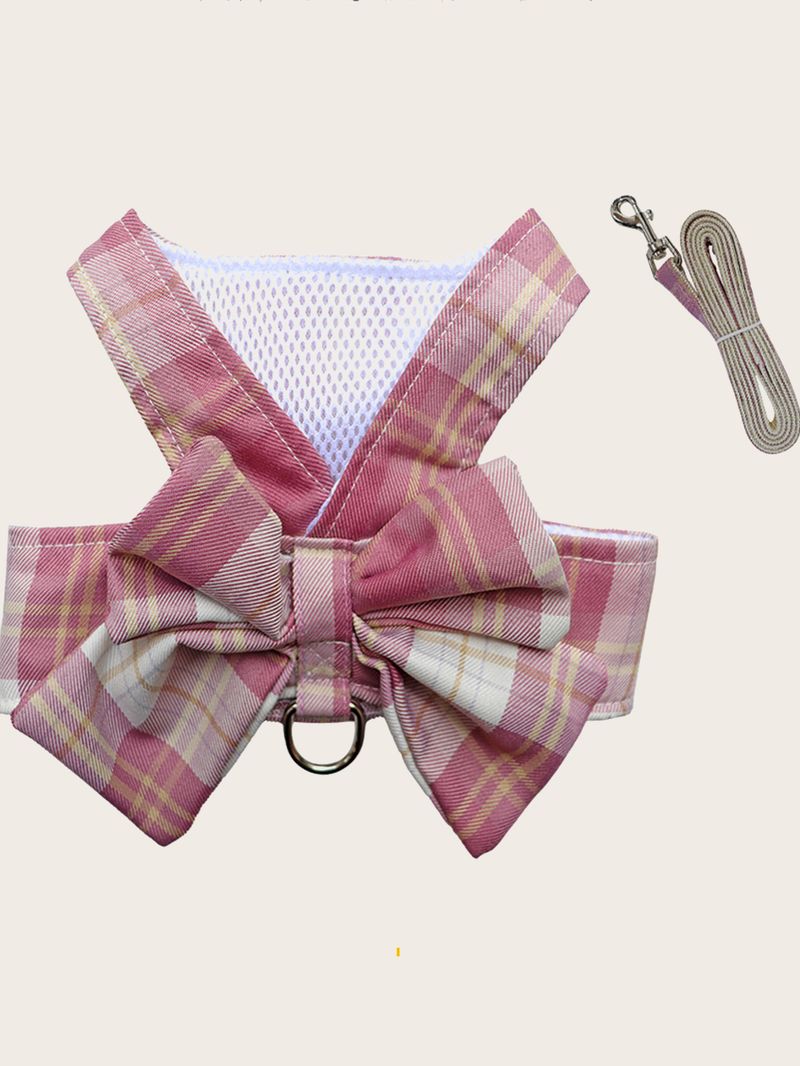 1 Stück Haustier-JK-Karorock und Karoweste, Traktions-Outfit, geeignet für Teddyhunde und -katzen – ein Outdoor-Rock mit Geschirr und Hundeleine_voghion.com