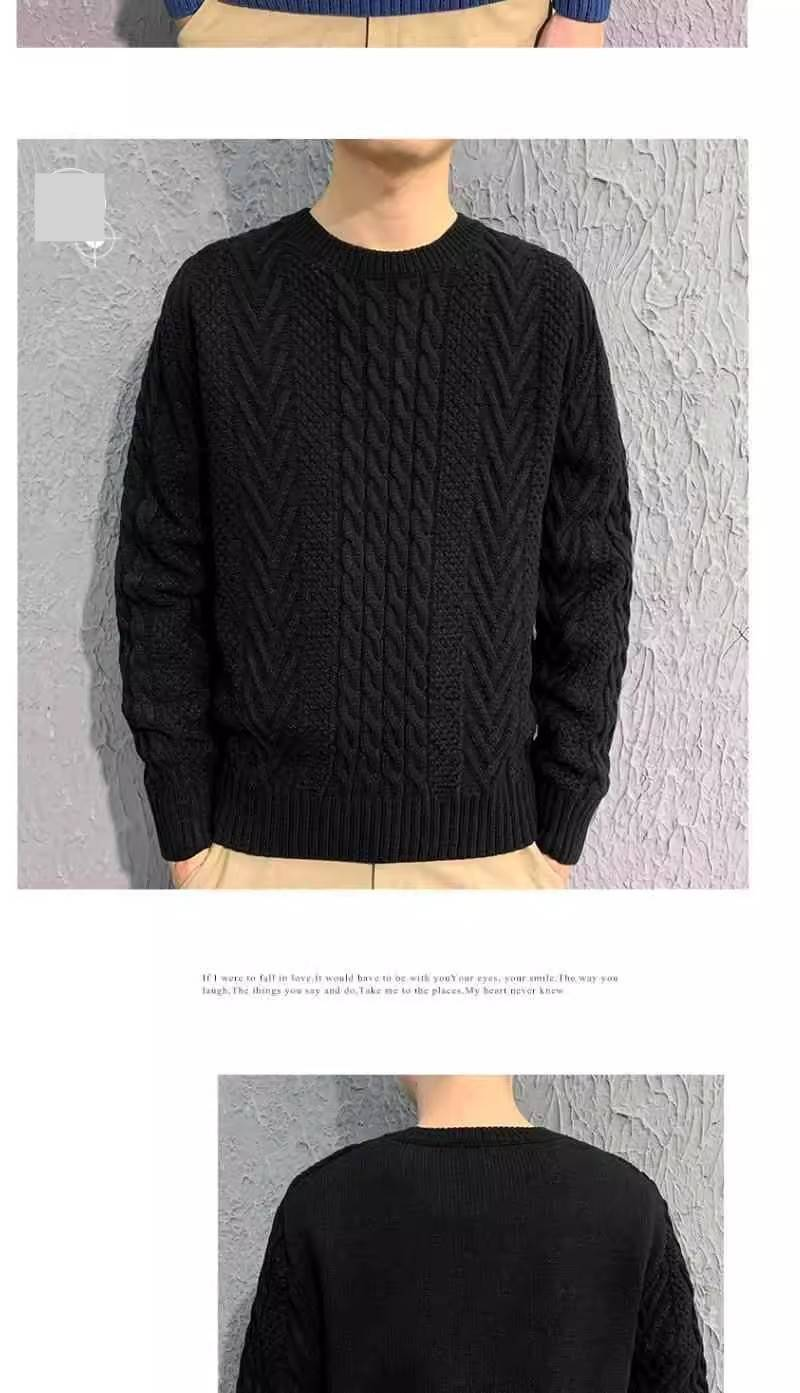 Men's Chunky Knit Cable Sweater - Oversized Winter Pullover With Soft Polyester Blend, Loose Fit Style_voghion.com