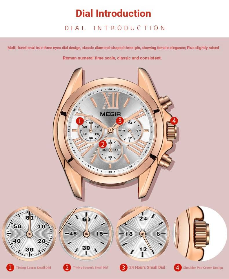 Elegante orologio al quarzo da donna – Orologio alla moda con cinturino in vera pelle da 37 mm e dettagli decorativi (opzioni bianco/oro rosa)_voghion.com