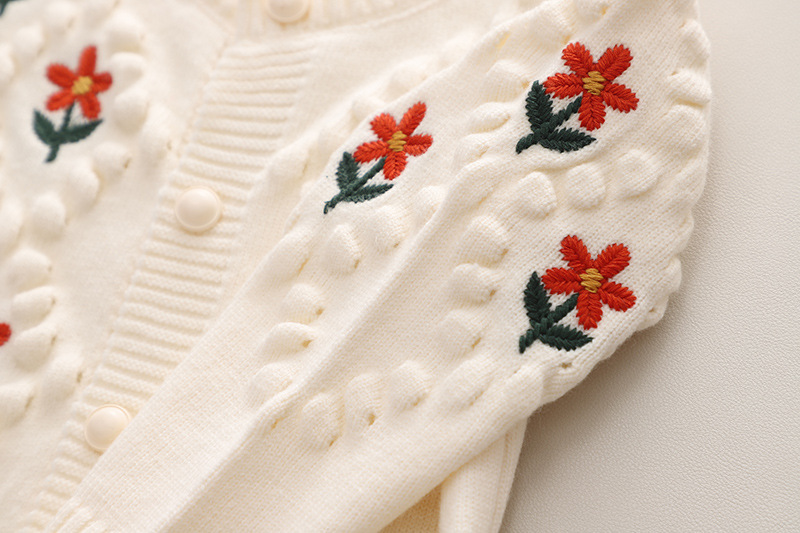 Mädchen pullover kleid, herbst winter neue stil, ein zweig blume bestickt stricken zwei-stück set, baby mädchen mit rückseite_voghion.com
