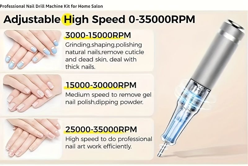 Professioneller Nagelbohrer für Nagelstudios, elektrisches Acryl-Gel-Nagelset, tragbare E-Feile, 35.000 U/min, wiederaufladbares Nagellack-Formwerkzeug für Zuhause und den Salon_voghion.com