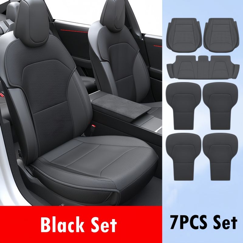 For Tesla Model Y Juniper 2025 2026 Semi-enclosed Covers Front Rear Car Seat Cushion Protector Pad Set All Seasons_voghion.com