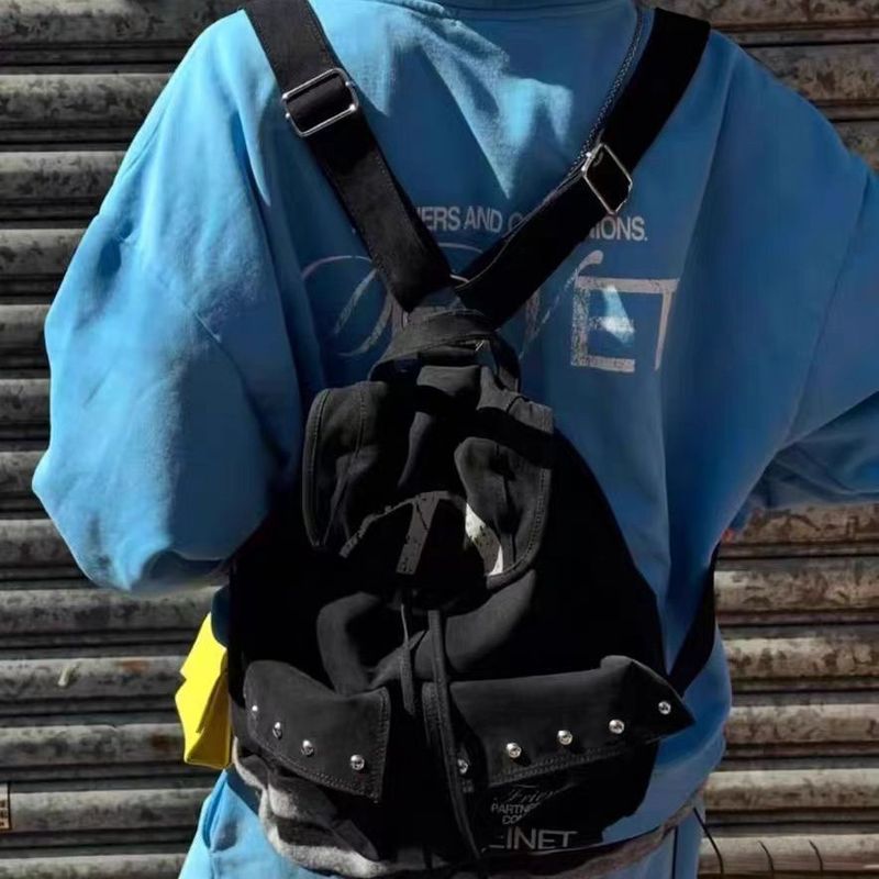 2025 Fall/Winter New Backpack Drawstring Pocket Canvas Large Capacity Backpack Versatile_voghion.com