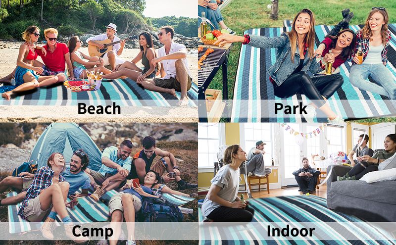 Couverture de pique-nique ZAZE, couverture de plage extra large de 203,2 cm, épaisse, 3 couches, résistante au sable, lavable en machine, imperméable, pliable_voghion.com