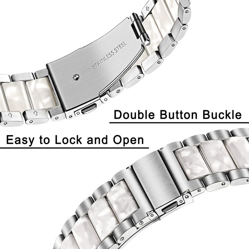20 mm band för Samsung Galaxy Watch 3 41 mm 45 mm Active 2 40 mm 44 mm Gear S3 stål+hartsrem för Huawei GT3 22 mm Amazfit gts 3_voghion.com