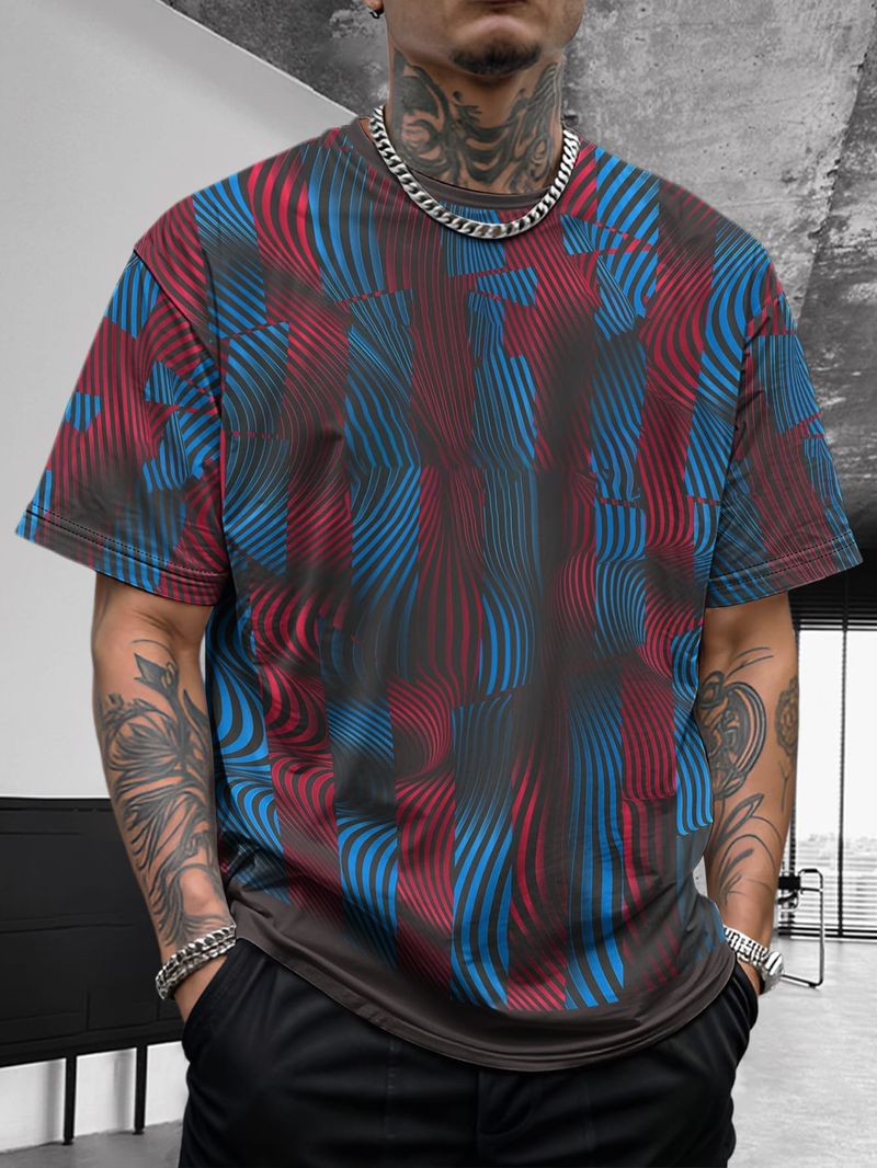 Nuovo design estivo da uomo, retrò, comodo, casual, elasticizzato, slim, basic, a maniche corte_voghion.com