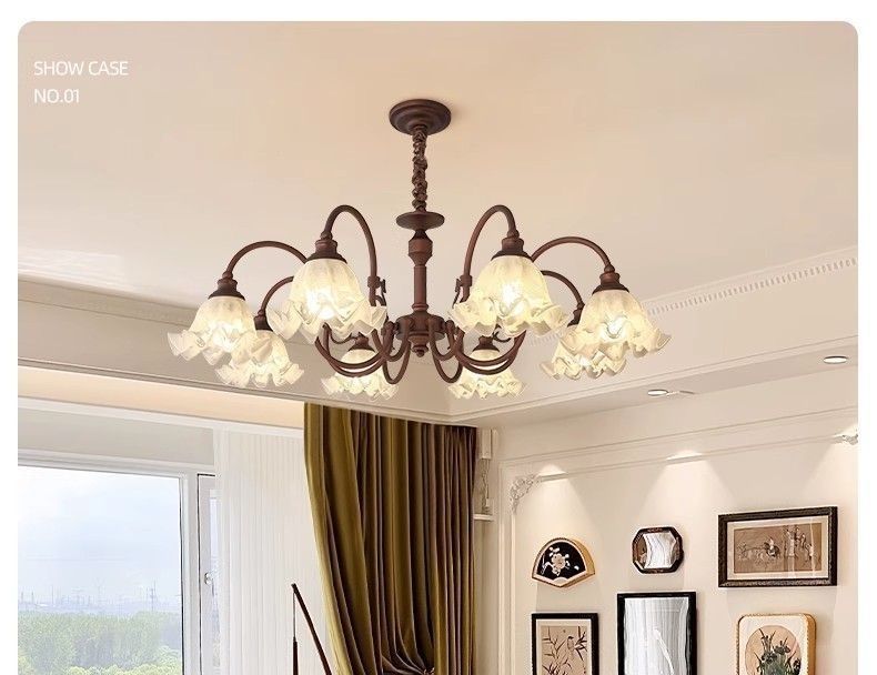 Lustre estilo vintage francês 2025, luminária principal americana de meados do século para sala de jantar, quarto e corredor, flor de designer_voghion.com