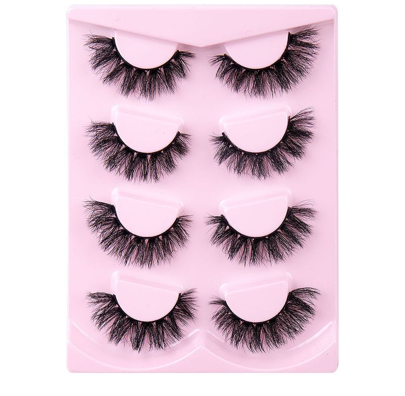 False Eyelashes High Mink Hair 4 Pairs Of Fried Messy Eyelashes False Eyelashes Multi Layer Thick Curled Eyelashes_voghion.com