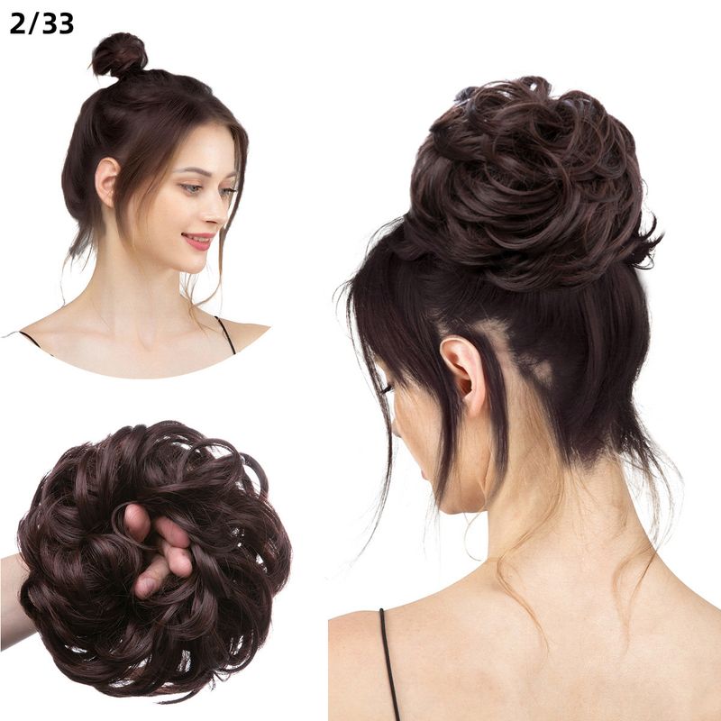 wig female flower bud ball head chemical fiber invisible fluffy natural long beard wig hair ring_voghion.com