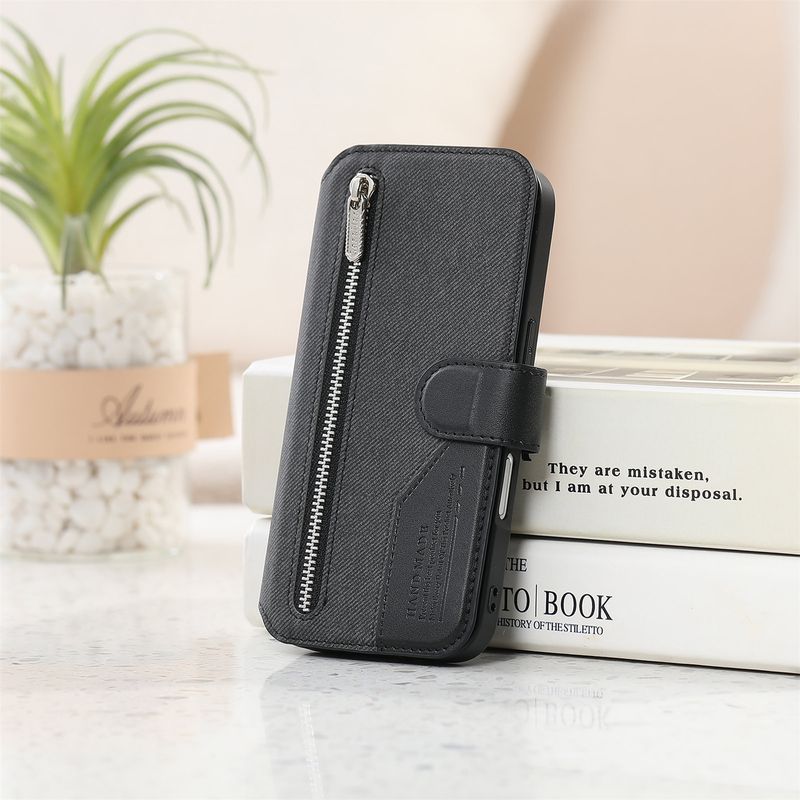 TechGlobe Compatible 17 Magnetic 2-in-1 Structure IPhone 16 Flip Cover Protective Leather With Coin And Card Slot PU Phone_voghion.com