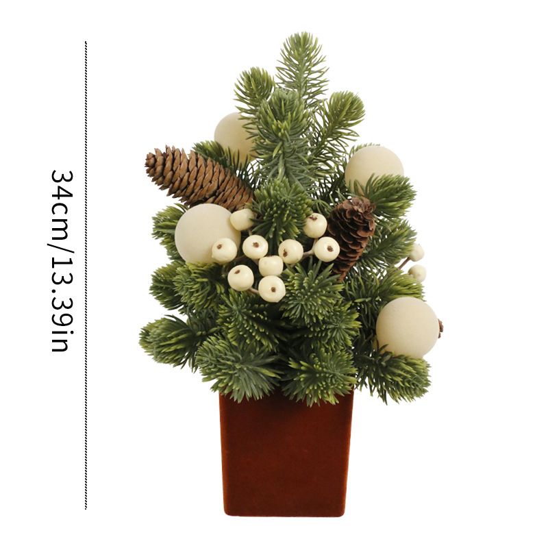 Christmas Decorations, Exquisite PE Nobeson Ins Tabletop Flocking Ball Red Fruit Mini Christmas Tree_voghion.com