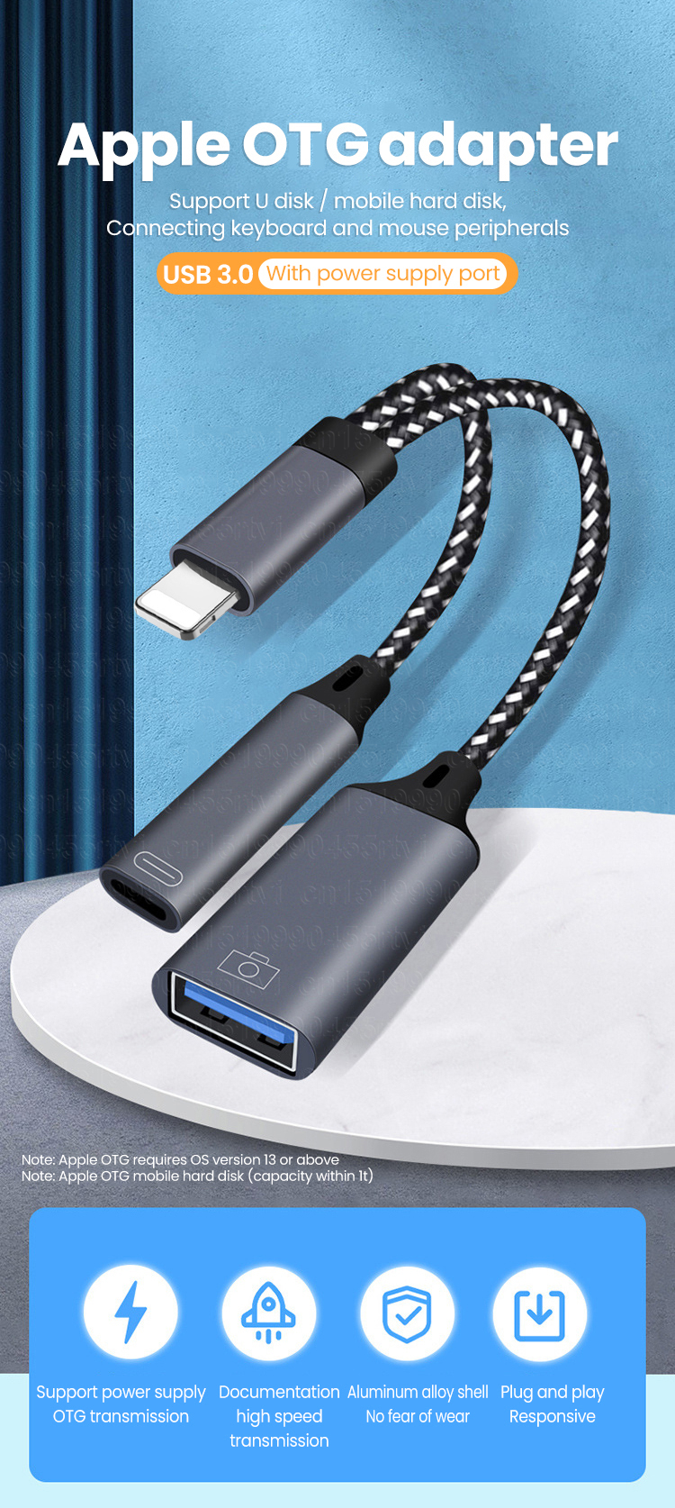 3.0 2v1 USB OTG nabíjecí adaptér Ada pro iPhone 14 13 12 11 Pro XS Max XR X 8 7 6s iPad U Disk Lighting samec na USB 3.0_voghion.com