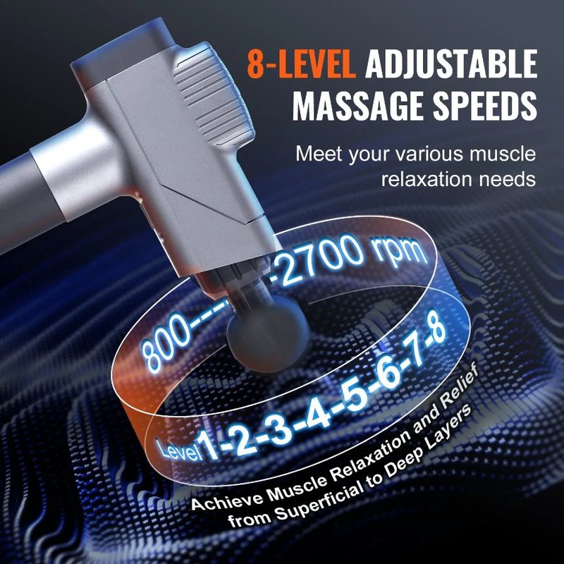 S Deep con massaggiatore per massaggi, batterie per tessuti, 6 livelli di massaggio da 16 V, mano, 8 muscoli e per pistola a percussione, 2500 mAh, velocità per atleti_voghion.com