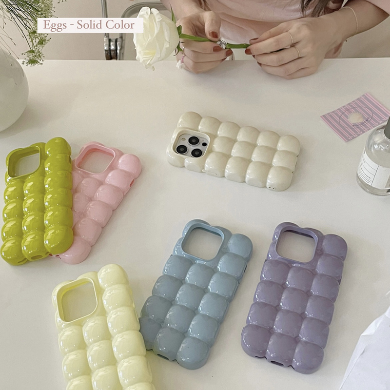Solid color puff egg cell phone case suitable for iPhone14 Apple 13promax three-dimensional 12 niche 11 soft shell_voghion.com