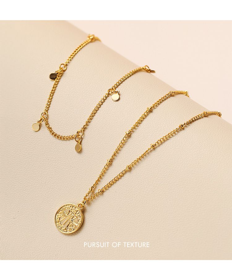 French Retro Double Layered High Grade Clavicle Copper Plated Real Metal Chain Female Simple Necklace_voghion.com