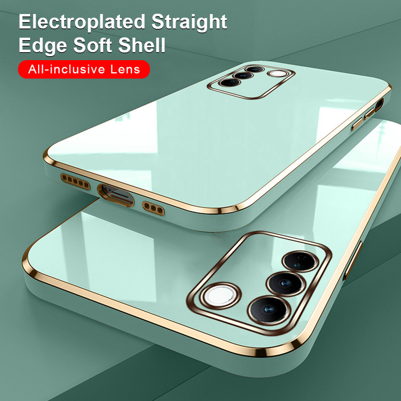 Kwadratowa rama poszycia silikonowa obudowa do Vivo V27 Pro obudowa telefonu Capas VivoV27 V 27 27V V27Pro 5G ochrona aparatu zderzak Fundas_voghion.com