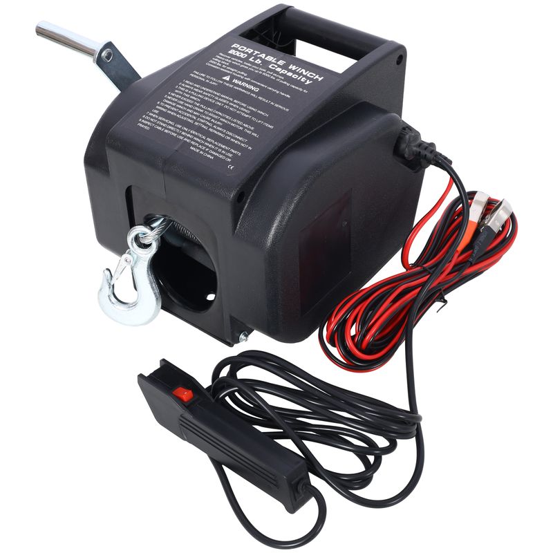 12v 2000lbs Trailer Winch,Electric Winch, For Boats Up To 5000 Lbs, Galvanized Wire Rope, Rapid Mount, Handheld Remote,power In And Manual Out.black Plastic Casing_voghion.com