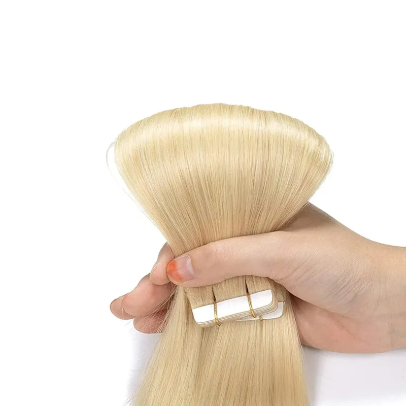 613 Blond Tape In Hair Extensions Glat Ægte Hår Brasiliansk Remy Hår Skin Weft Lim Ægte Hair Extensions Til Kvinder_voghion.com