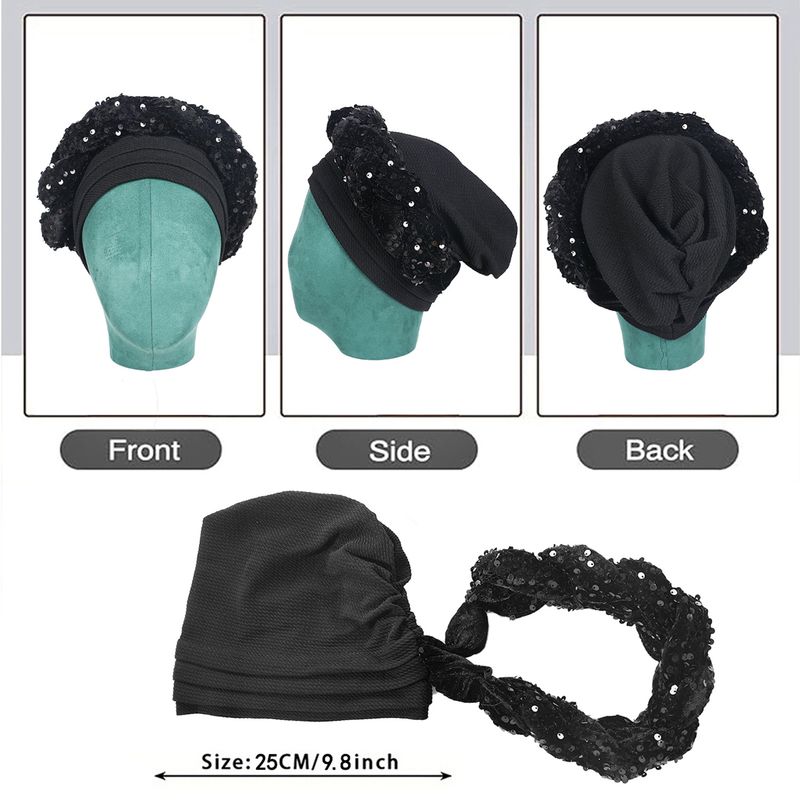 hot selling sequined big braid turban hat fashionable twist turban hat forehead cross turban hat_voghion.com