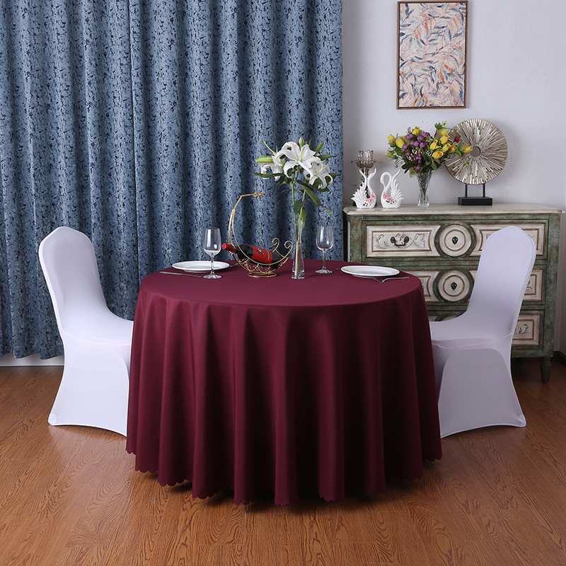 Hotel dining tables, tablecloths, banquet restaurants, large circular dining tables, holiday cloths, household fabrics, solid color weddings_voghion.com