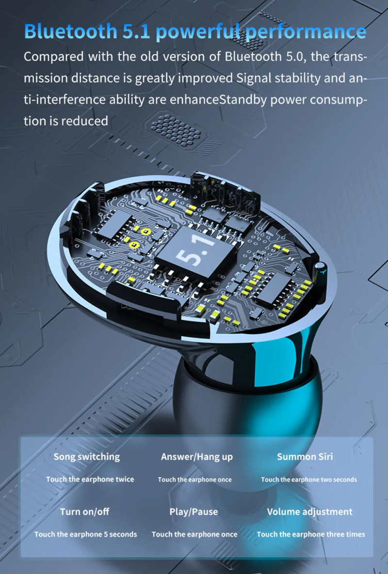 Ασύρματα ακουστικά Bluetooth TWS με μικρόφωνο, ακουστικά για gamer, φορητά ακουστικά, φορητά ακουστικά_voghion.com