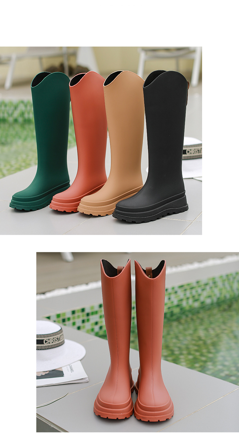 Nuove scarpe da pioggia alte da donna, scarpe da pioggia giapponesi sottili alla moda, antiscivolo, impermeabili, resistenti all'usura, con suola spessa, in gomma_voghion.com