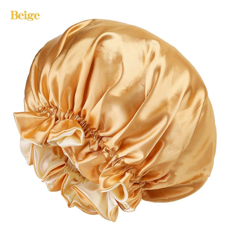 Neue feste Frauen Satin Bonnet Fashion Stain Seidige große Motorhaube für Lady Sleep Cap Headwrap Hut Haar Wrap Zubehör Großhandel_voghion.com