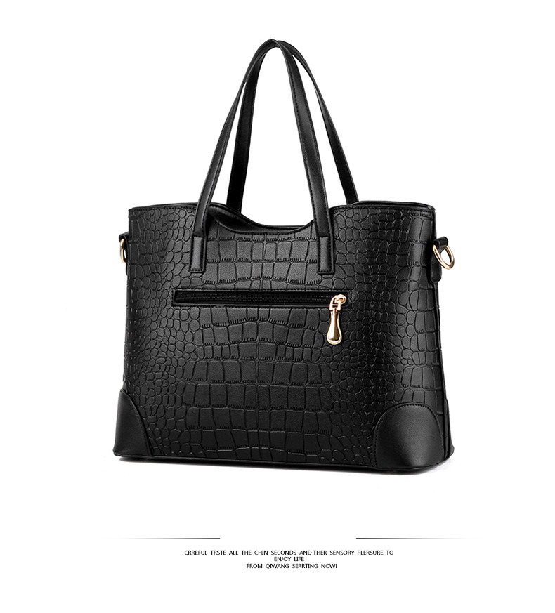 Handbag Set For Women Fashion Simple Crocodile Bag Shoulder Bun Mother Bag Two Sets_voghion.com