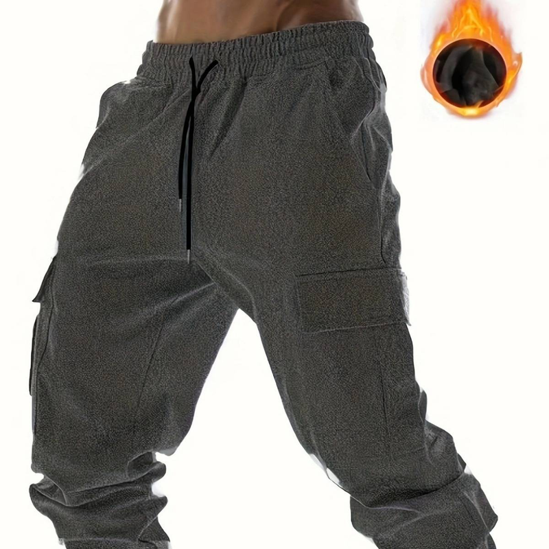 Pantalons de survêtement d'entraînement pour hommes Salopettes de poche pour hommes Pantalons de sport épais et confortables_voghion.com