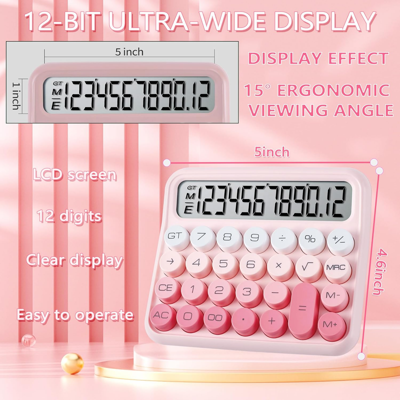 Mechanischer Schalter-Taschenrechner, Taschenrechner mit großem LCD-Display, ideal für den Alltag und einfache Büroarbeiten. Mit Batterie_voghion.com