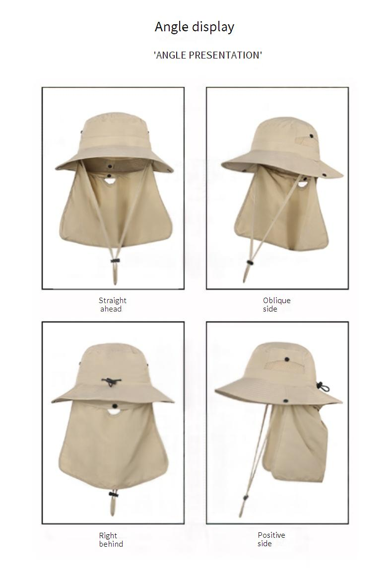 Kids Fisherman Hat With Detachable Neck Flap - Breathable & Foldable Sun Hat For Boys & Girls Outdoor Camping & Beach Activities_voghion.com