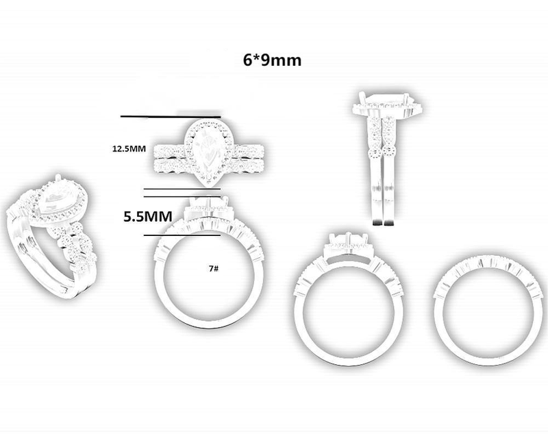 S925 Sterling Silver Ring Set – Teardrop Gemstone Light Luxury Jewelry For Women_voghion.com