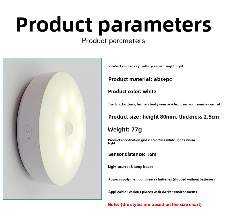 Luz noturna LED inteligente com sensor de movimento - Controle remoto de 7 cores, temporizador e dimerizável, alimentada por bateria para corredor, armário e quarto_voghion.com