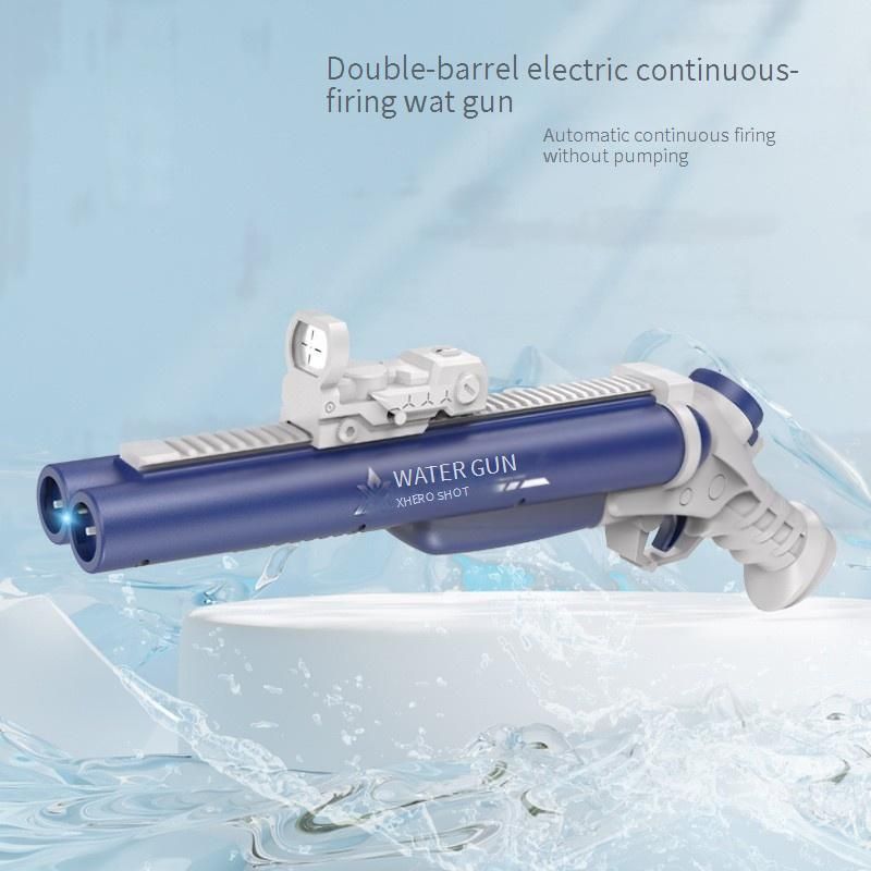Pistola ad acqua elettrica ricaricabile a doppia canna per bambini - Giocattolo estivo per giocare all'aperto con acqua e getto ad alta capacità_voghion.com