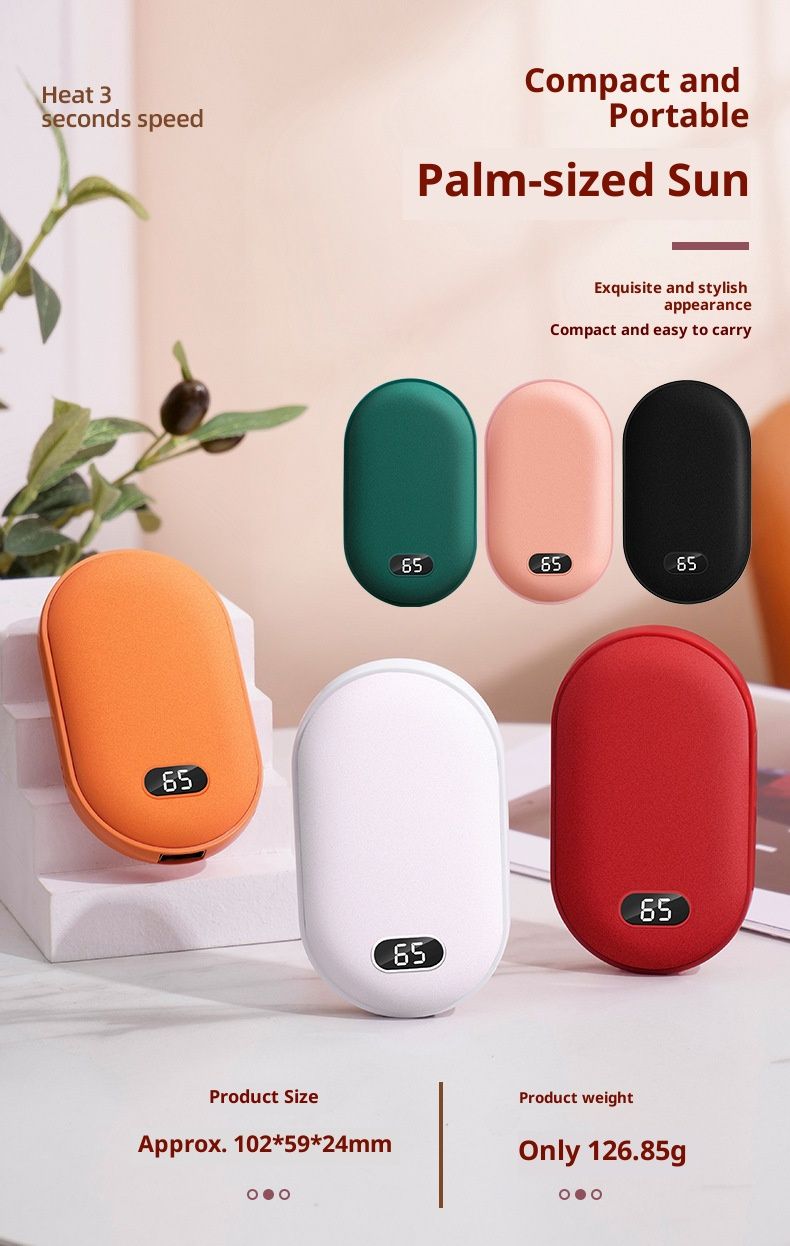 Rechargeable USB Hand Warmer With Digital Display – Portable Electric Heating Pad, 6000mAh/10000mAh Battery, Fast Heating_voghion.com