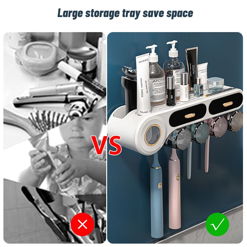 Portaspazzolino da bagno 5 in 1, portaspazzolino, dispenser automatico di dentifricio, accessori per il bagno_voghion.com