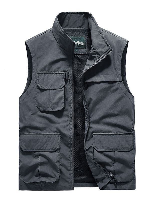 Men's Clothing Multi Pocket Casual Wear Men's Multi-Pocket Casual Vest Photography Advertising Shirt Volunteer Printing Outdoor Sports Vest_voghion.com
