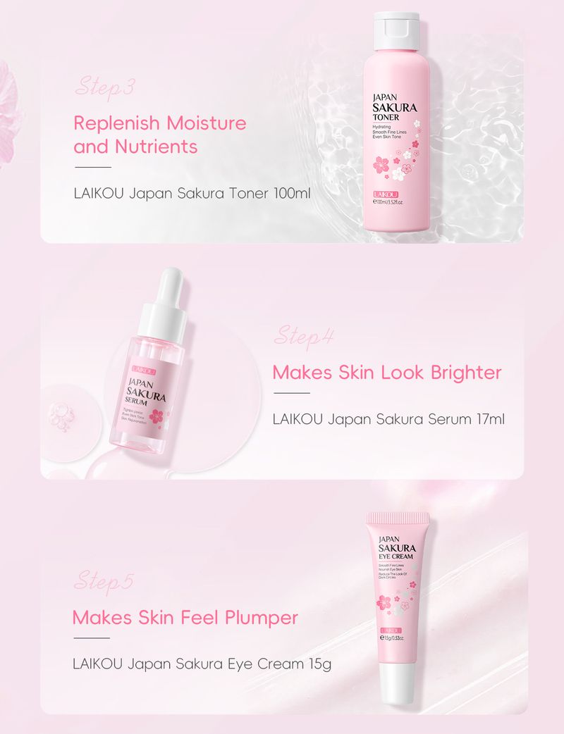 Κιτ περιποίησης προσώπου με μάσκα λάσπης 7 τεμαχίων για καθαρισμό δέρματος Laico Japanese Sakura_voghion.com