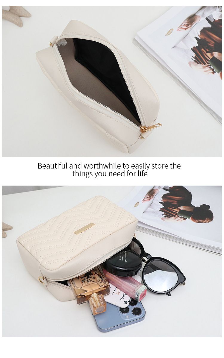 Rilibegan Bordado Câmera PU Material Casual Pequeno Quadrado Versátil Bolsa Única Alça de Ombro Estampada_voghion.com