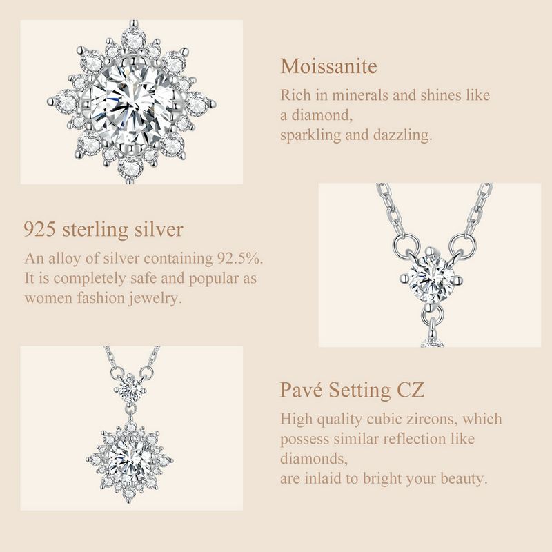 Collana con catena in argento sterling con diamante di laboratorio da 1 carato, Moissanite Halo per donna_voghion.com