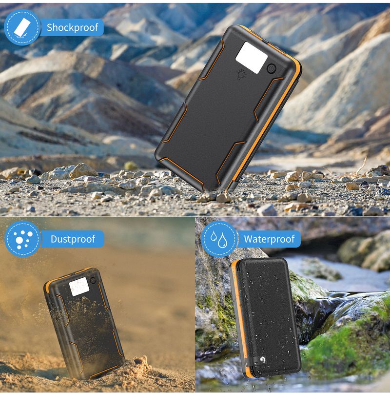 Power Bank 3C Certificato Caricabatterie Solare Pieghevole Ricarica Rapida 16000 mAh Capacità Sufficiente con Luce per Emergenza all'Aperto Originale_voghion.com