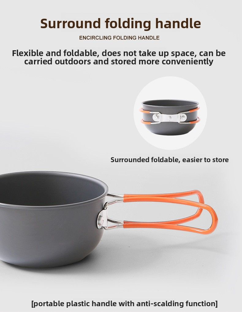 Camping Pot Set DS-101 Outdoor Portable Cookware 1-2 Person Alumina Frying Pan_voghion.com