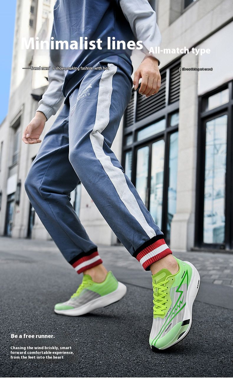 Zapatillas de running de carreras de carbono auténtico para hombre, ultraligeras y con amortiguación, de malla fina, para caminar._voghion.com