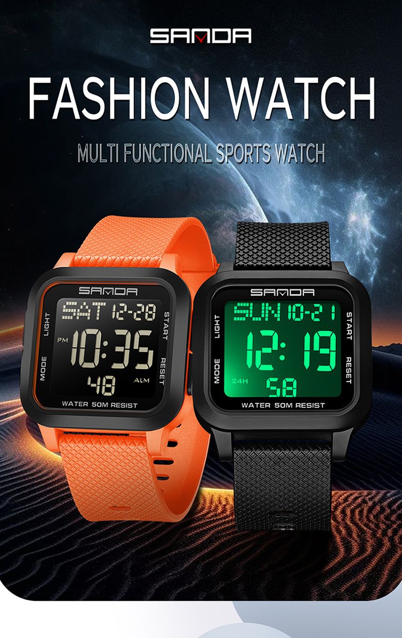 Men's And Women's Digital Sports Watch With Multi-Function, Waterproof, LED Display, Stopwatch, Alarm, Countdown, Dual Time, For Students And Outdoor_voghion.com