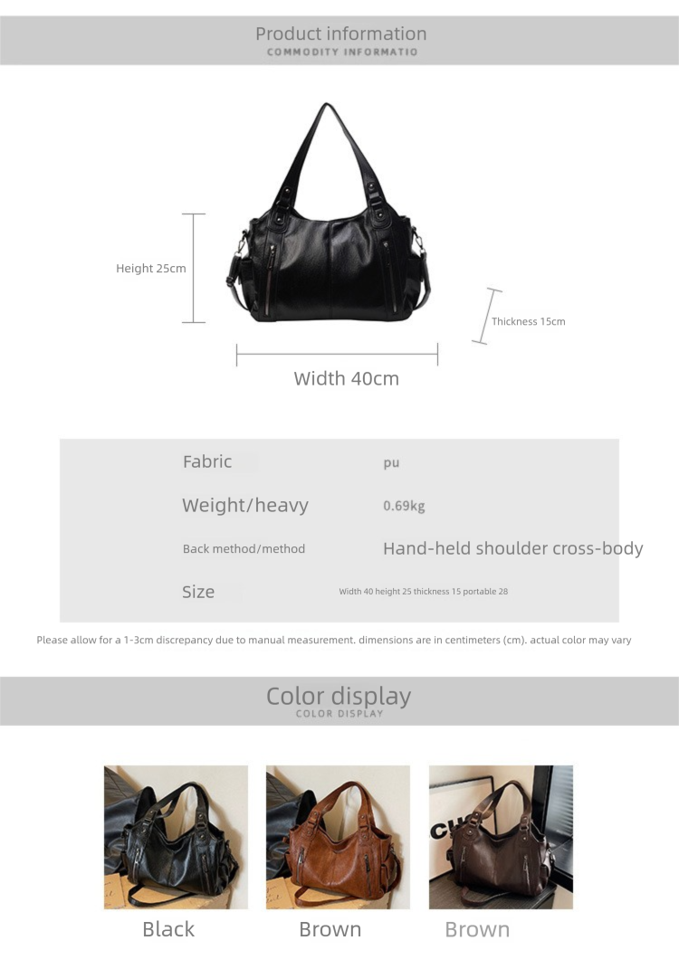 Borsa tote da donna di grande capacità con tracolla e design di alta qualità sotto le ascelle_voghion.com