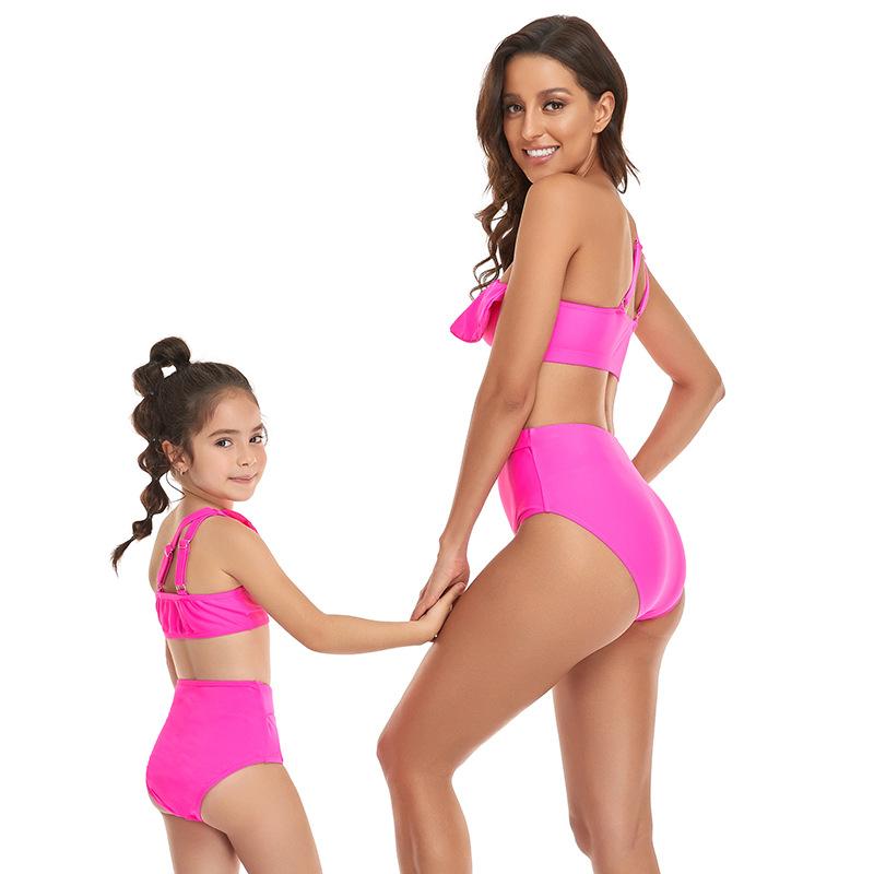 Maillot de bain familial Maillot de bain Hi Fish Maillot de bain familial bikini à épaules diagonales_voghion.com
