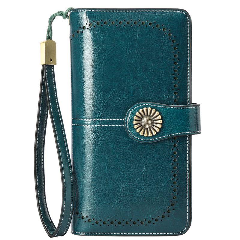 Cartera de mano de microfibra con cremallera larga para mujer, de gran capacidad, con RFID_voghion.com