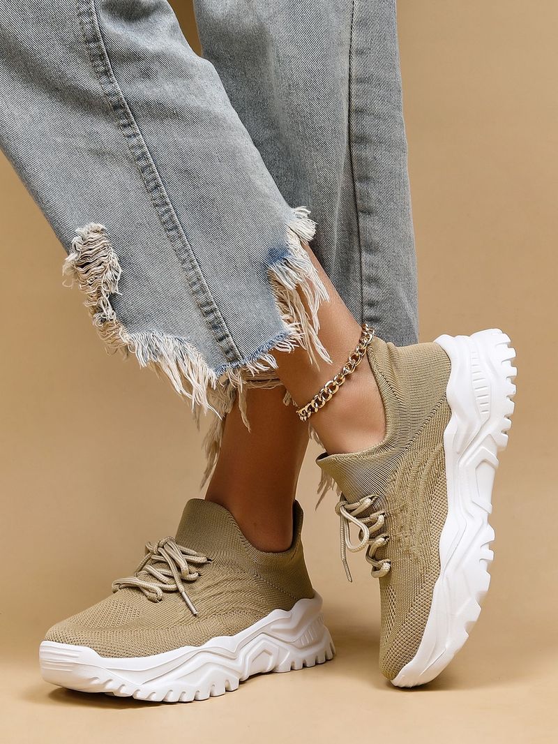 Plus Size Women's Breathable Sock Sneakers Slip-On Lazy Shoes_voghion.com